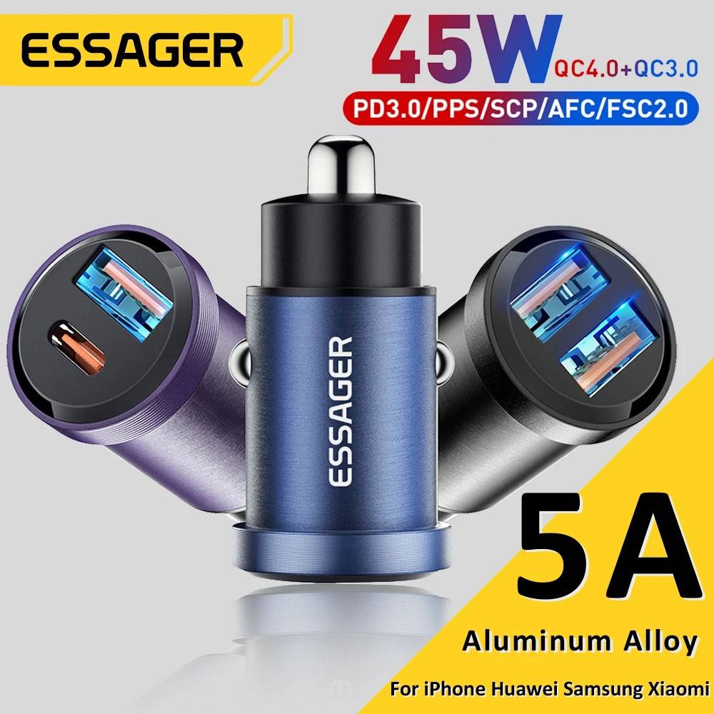 Carregador Automotivo Essager 45W: Turbo e Inteligente!