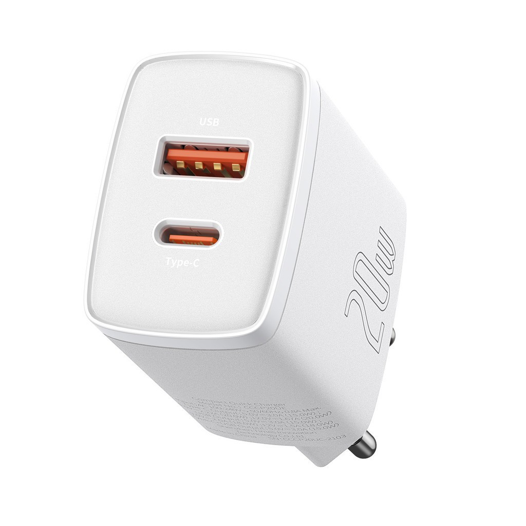 Carregador Baseus 20W: Rápido, USB-A + USB-C