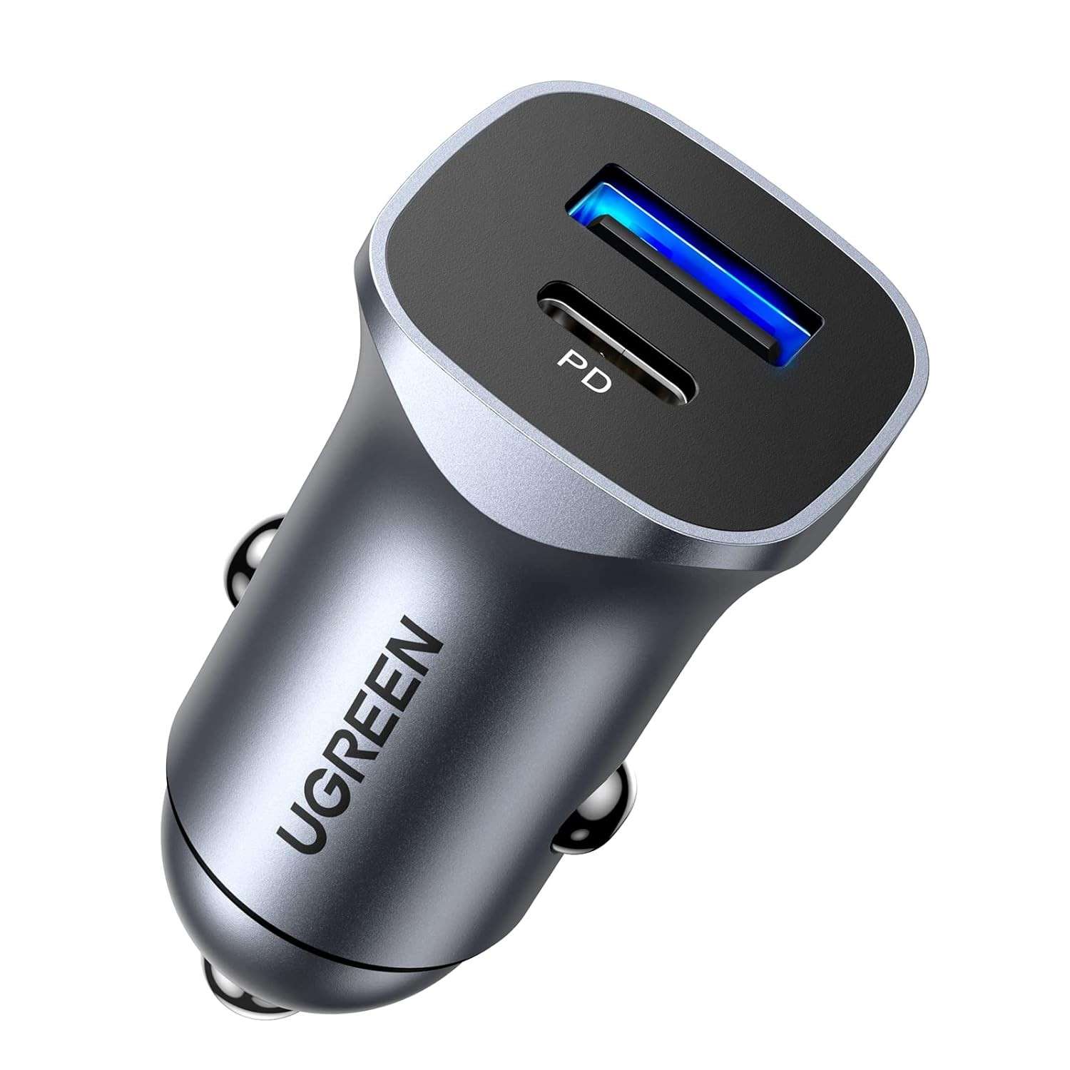 Carregador Veicular UGREEN USB-C PD 20W + QC 18W: Carregamento Rápido Duplo e Compacto para iPhone, iPad e Mais
