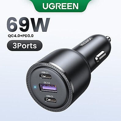 Carregador Carro UGREEN 69W: Power Up Rápido!