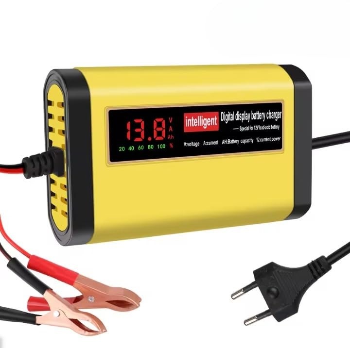 Carregador Inteligente Digital 12V para Baterias de Carro e Moto com Visor LCD
