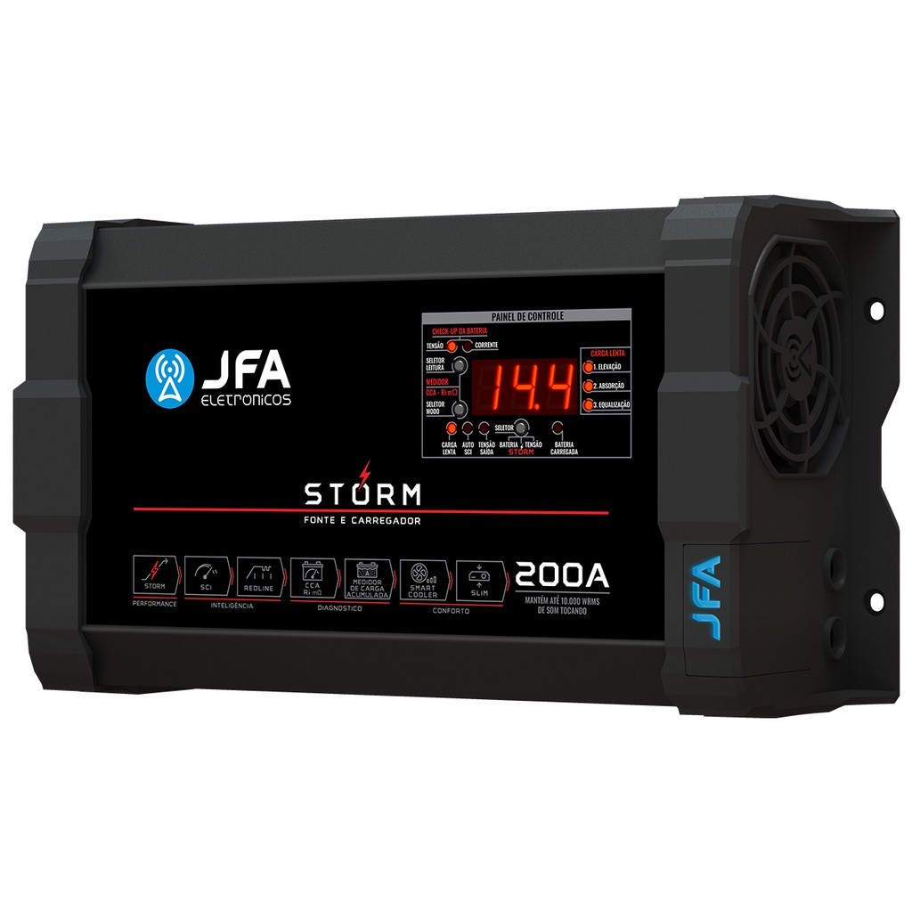 Carregador de Bateria JFA Storm 200A: Potência e Inteligência