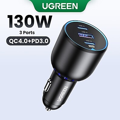 Carregador de Carro 130W UGREEN: Turbo para Seus Dispositivos!