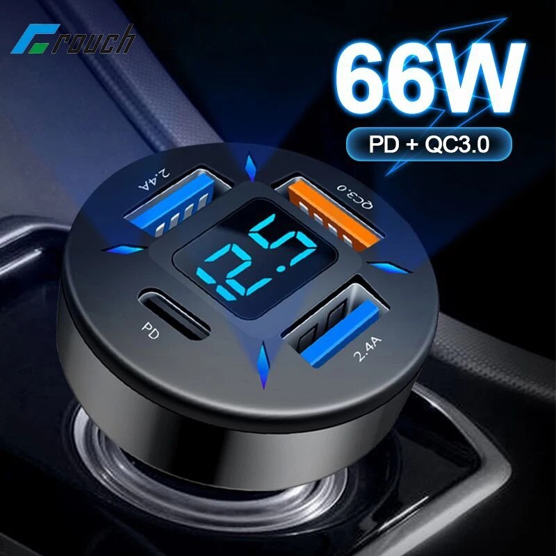 Carregador de Carro 66W: Carga Rápida para Seus Dispositivos!