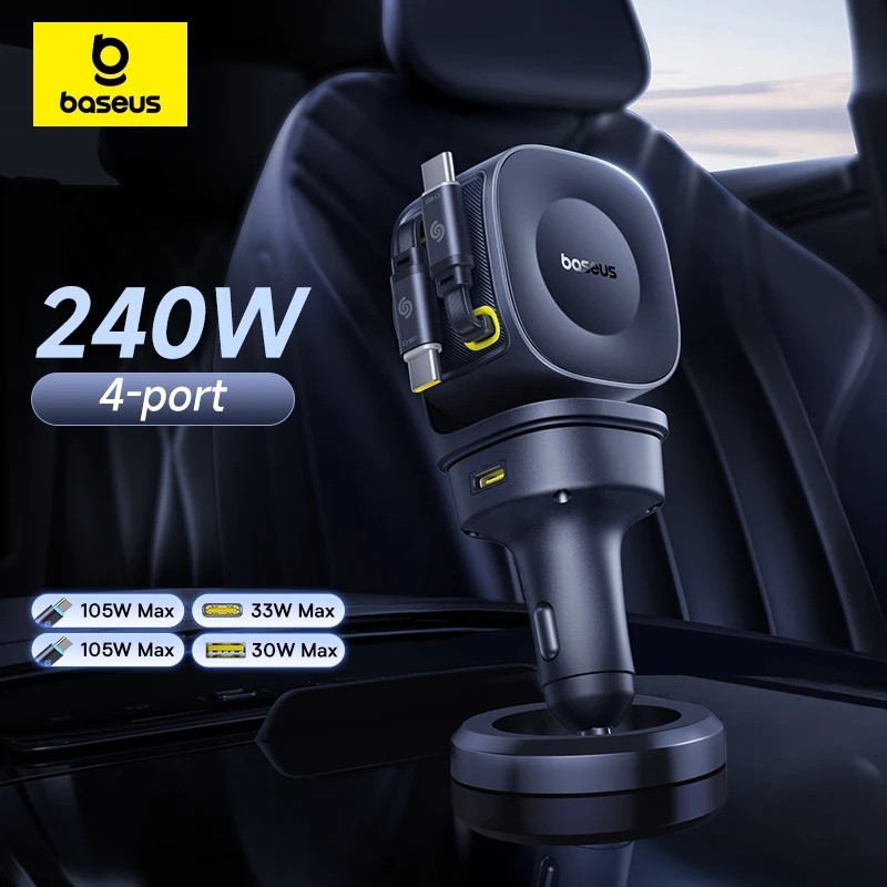 Carregador de Carro Baseus 240W: Power Up Rápido!