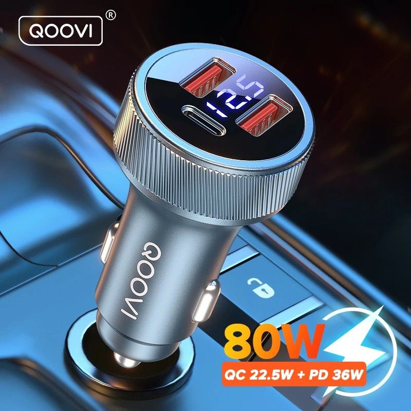 Carregador de Carro QOOVI 80W: Turbo para Seus Dispositivos!