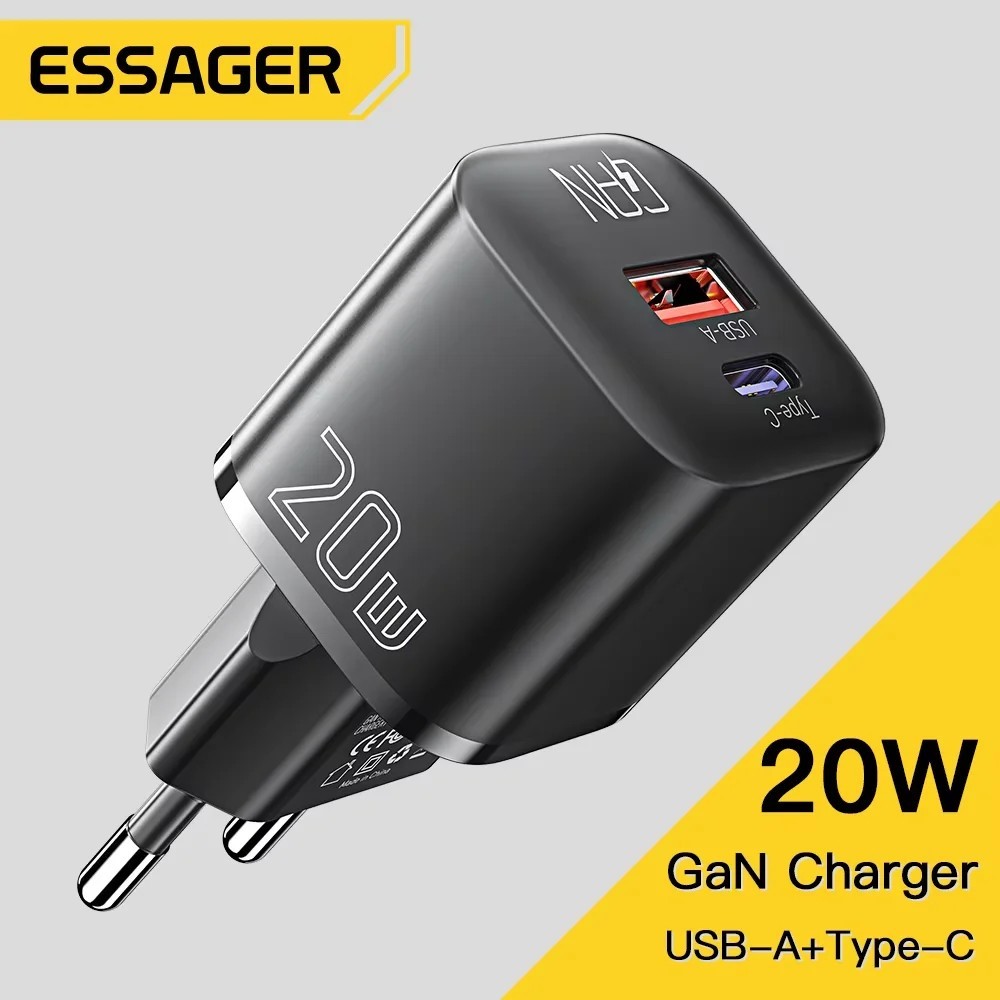 Carregador Essager 20W GaN: Turbo para seu iPhone!