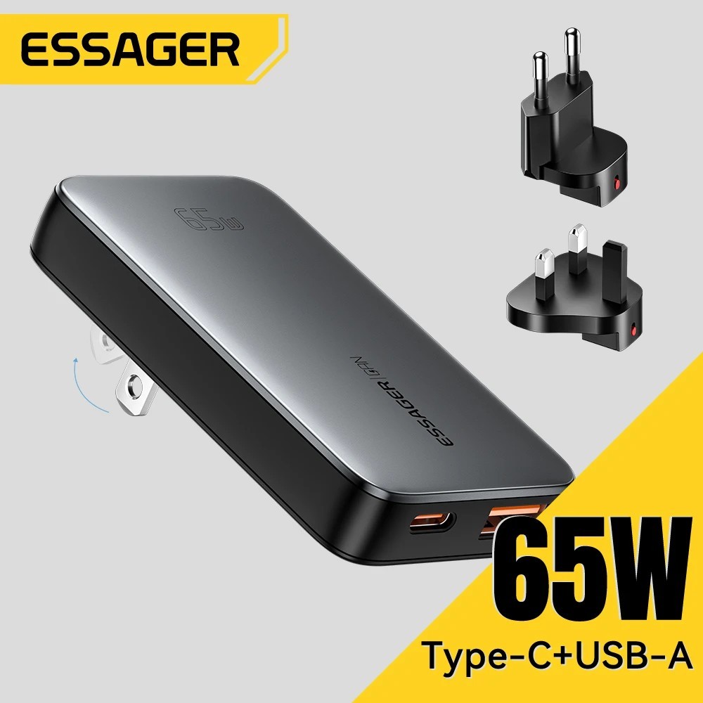 Carregador GaN 65W Essager: Turbo e Compacto!