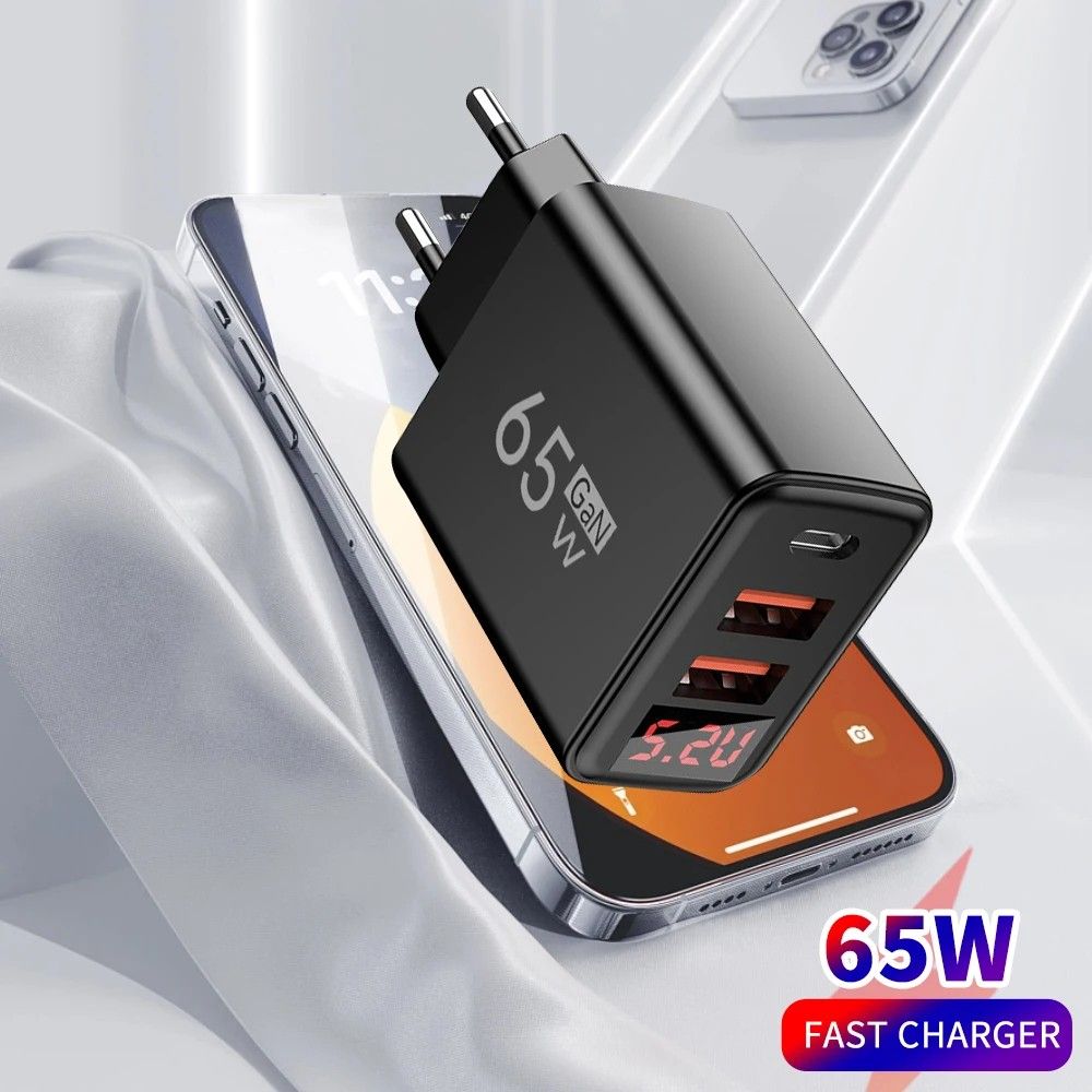 Carregador GaN 65W USB-C: Power Rápido e Display LED