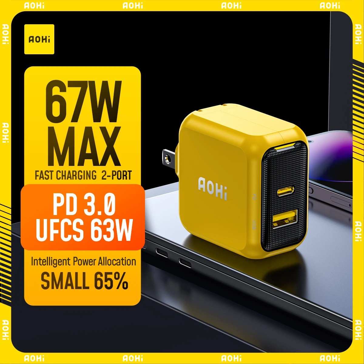 Carregador GaN 67W AOHI: Turbo para Seus Dispositivos!