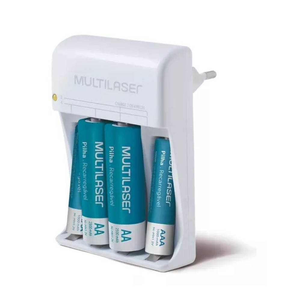 Carregador Multilaser 2 AA + 2 AAA: Rápido e Portátil