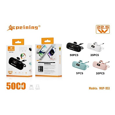 Carregador Portátil 5000mAh WUP-953: Rápido, Seguro e Ideal para Viagens