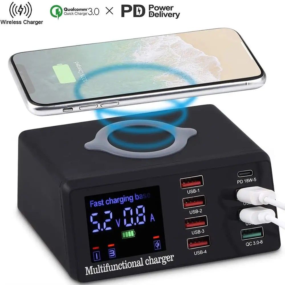 Carregador Rápido 100W: USB, Wireless e PD