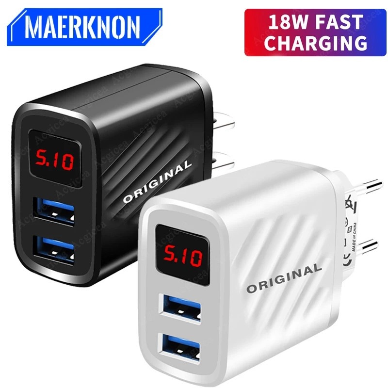 Carregador Rápido 18W com Display Digital