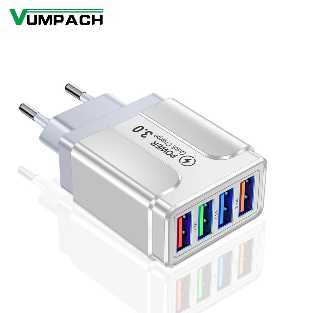 Carregador Rápido 4 Portas QC 3.0