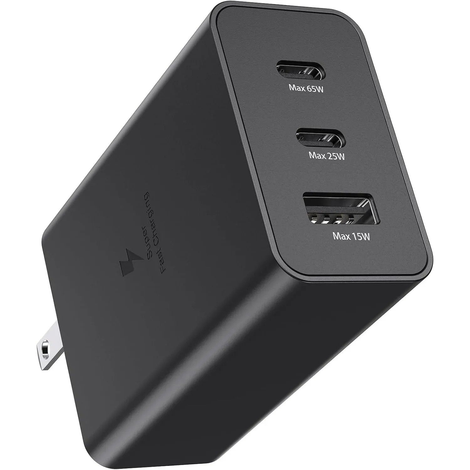 Carregador Rápido 65W: 3 Portas, PD 3.0 & QC 4.0