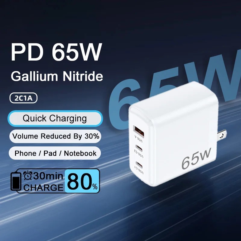 Carregador Rápido 65W GaN USB-C: Power Up Seu Celular!