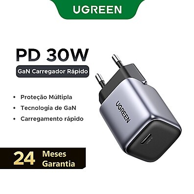 Carregador Rápido UGREEN GaN: 20W/30W/25W