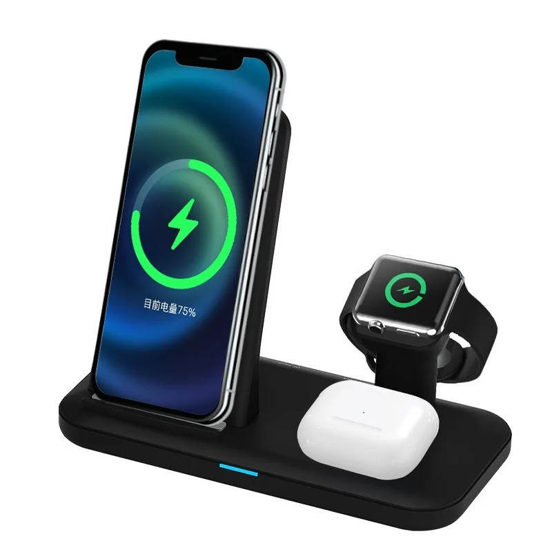 Carregador Sem Fio 3 em 1: Celular, Relógio e Fone