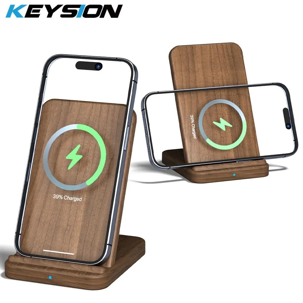 Carregador Sem Fio KEYSION 15W: Estilo Wood e Alta Performance