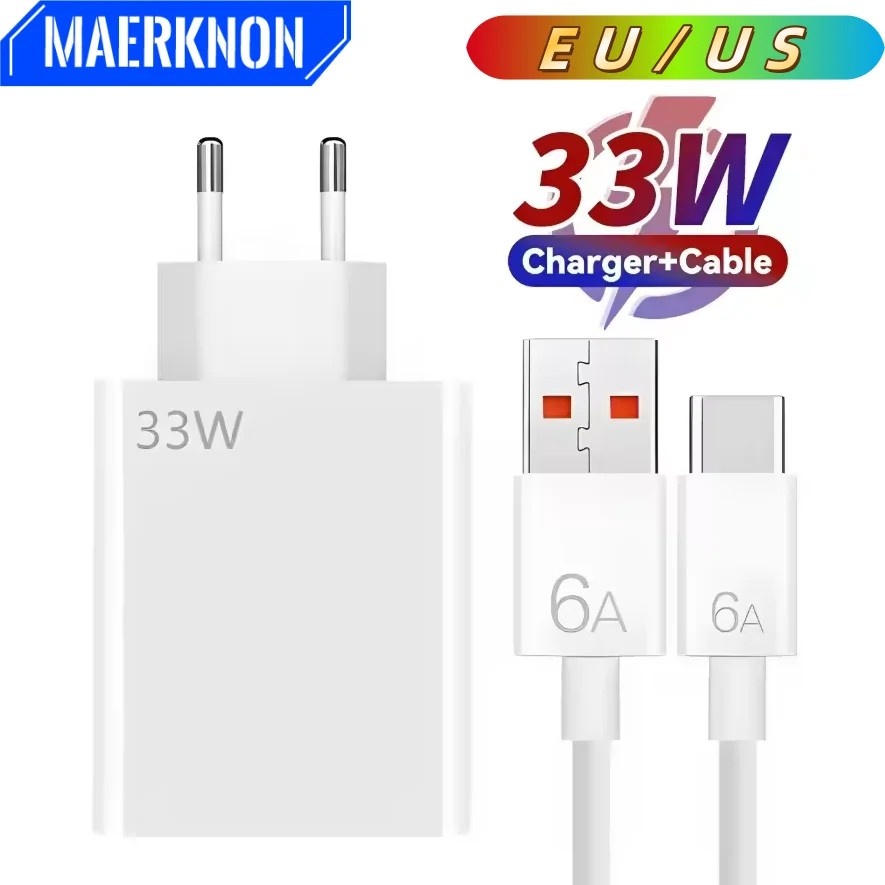 Carregador Turbo 33W USB-C: Xiaomi, Huawei e Samsung