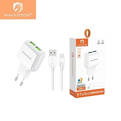 Carregador Turbo Y29: 2 Portas USB com Proteção e Cabo Incluso