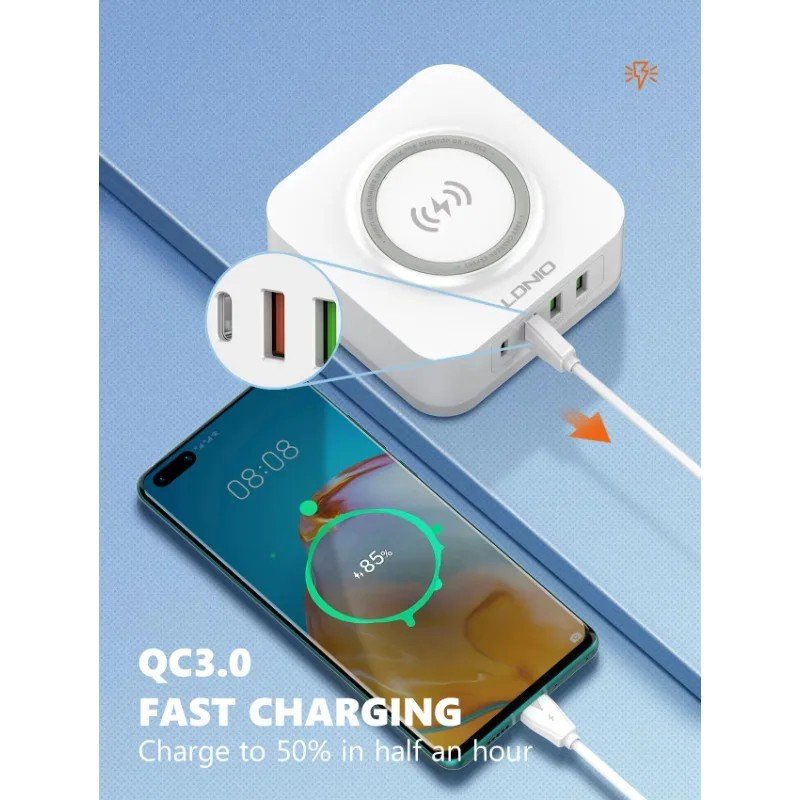 Carregador USB 4 Portas 32W: PD, QC3.0 e Wireless!