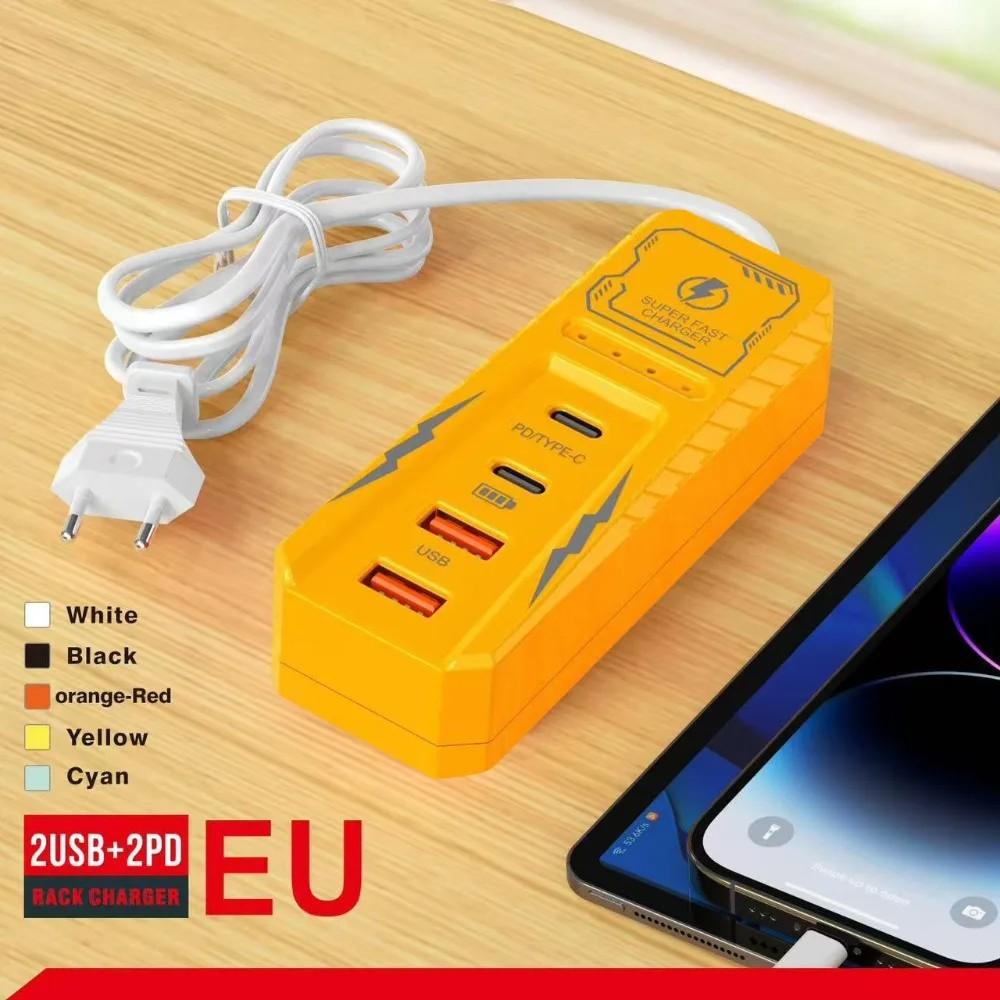 Carregador USB 4 Portas: Power Strip Rápido 2PD+2USB