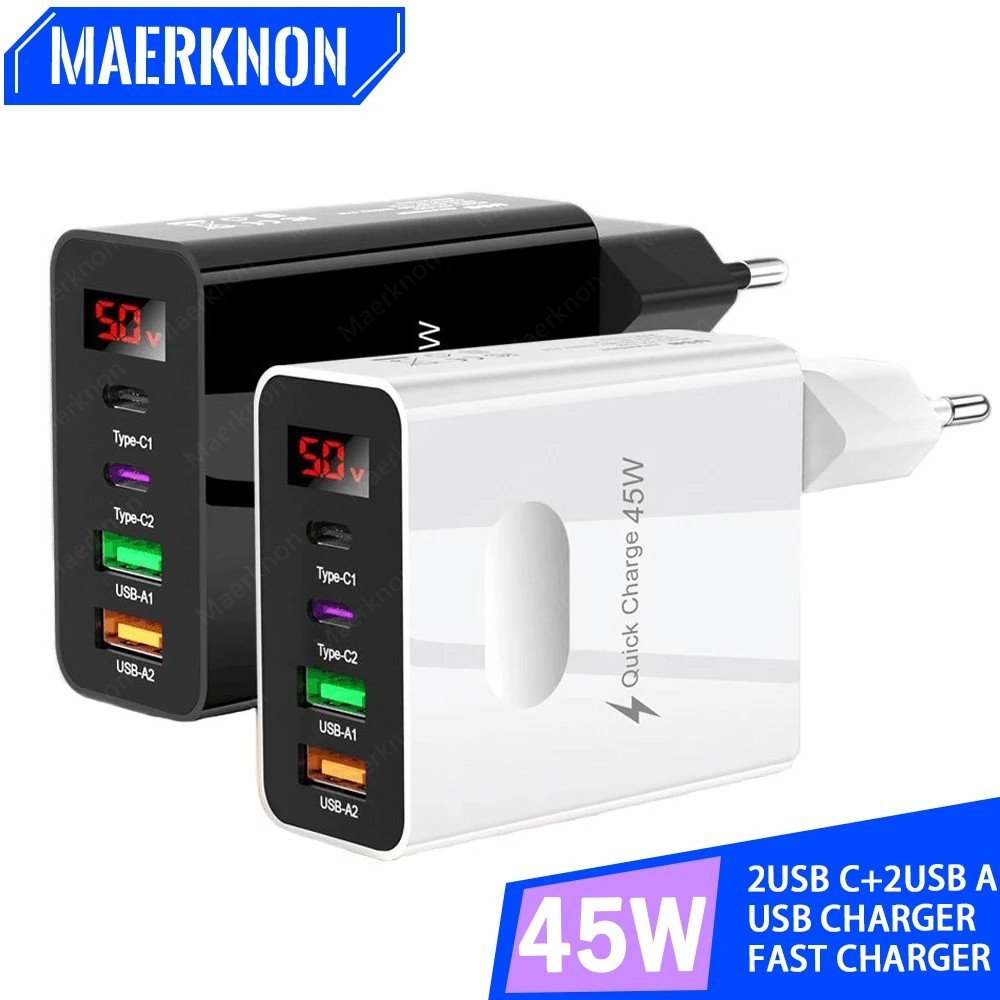 Carregador USB 45W PD: Rápido e Inteligente