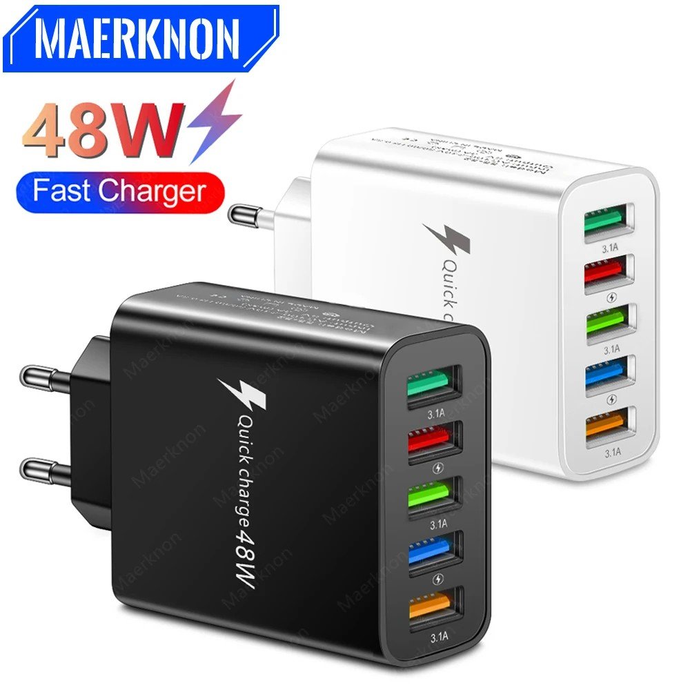 Carregador USB 48W 5 Portas: Carga Rápida!