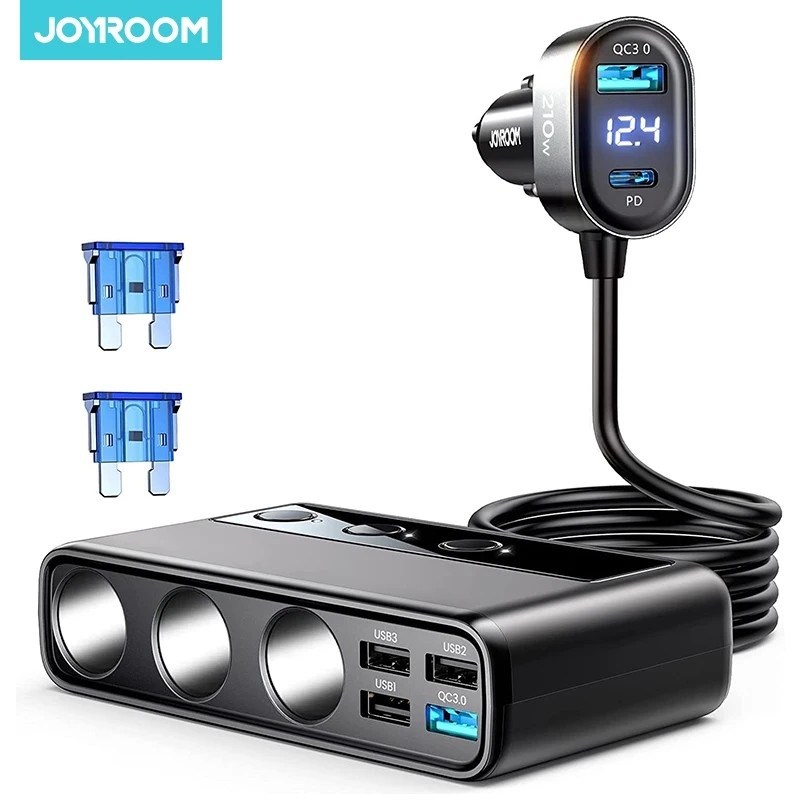 Carregador Veicular 210W Joyroom: 9 Portas e Carregamento Rápido!
