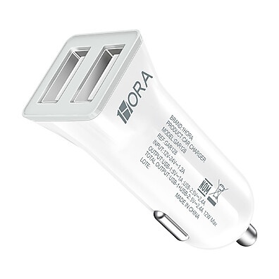 Carregador Veicular 2.4A Branco – Carregue Tudo em 1 Hora!