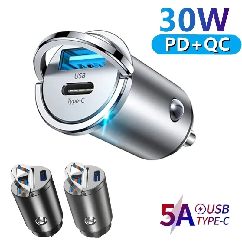 Carregador Veicular 30W: Rápido, PD e QC