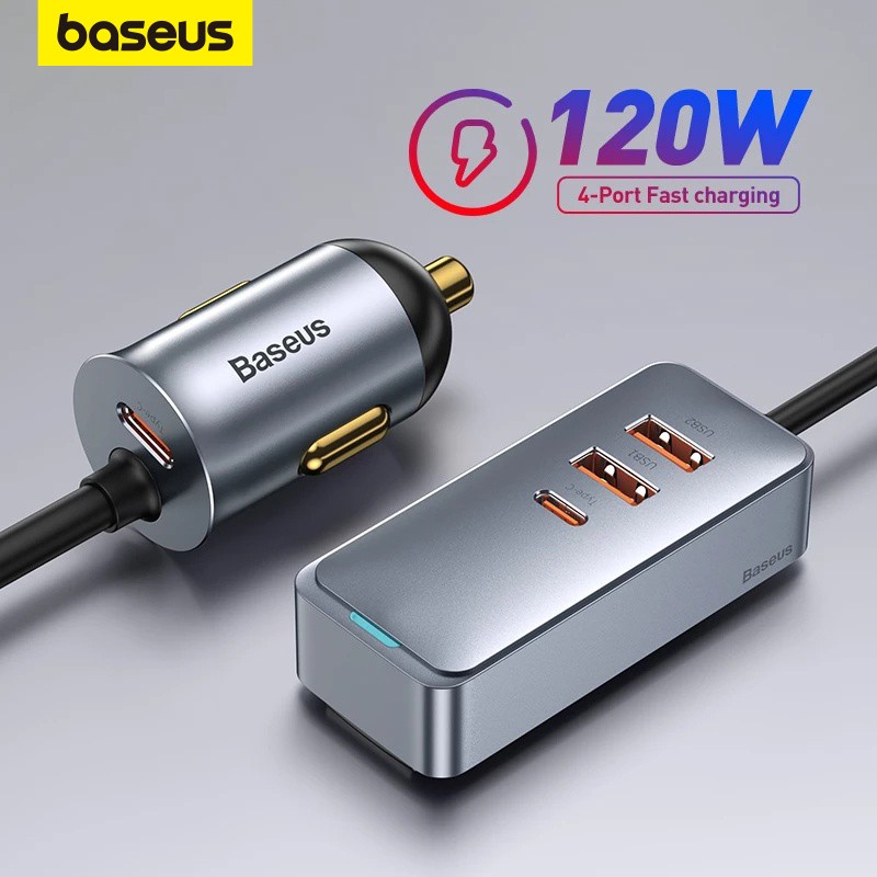 Carregador Veicular Baseus 120W com 4 Portas: Potência Total