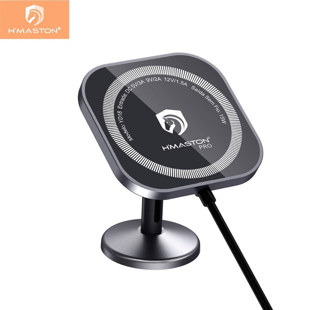 Carregador Veicular Sem Fio 15W: Recarregue com Imã!