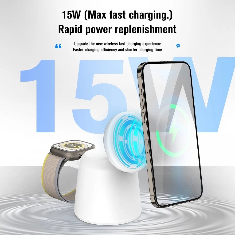 Carregador Wireless 3 em 1: iPhone, Apple Watch e AirPods