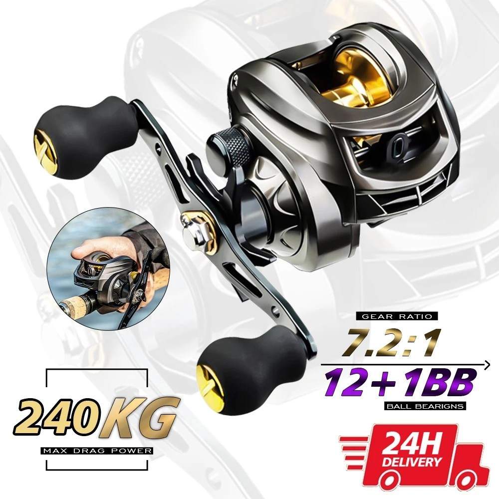 Carretilha 240kg com 7.2:1 - Potência e Velocidade na Pesca