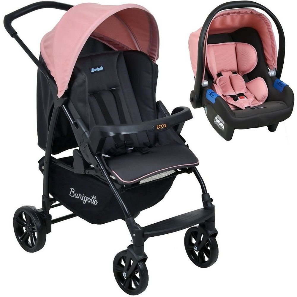 Carrinho Burigotto Ecco + Bebê Conforto CZ Rosa