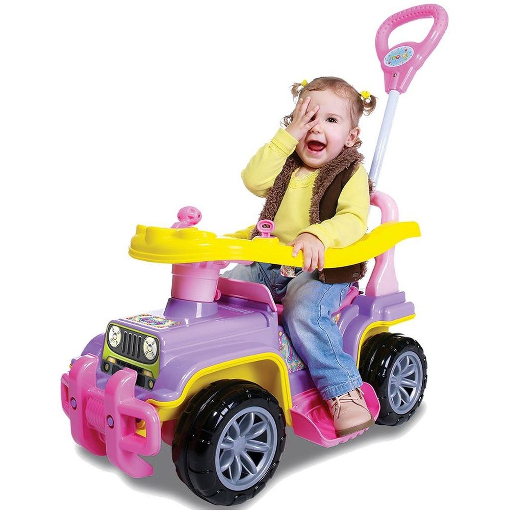 Carrinho de Passeio Jip Jip Menina Rosa: 2 em 1 com Empurrador