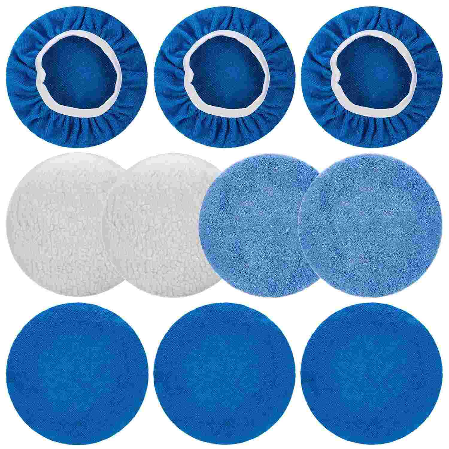 ThinkWork Almofadas de Polimento para Carro - Kit com 10 Peças em Microfibra, Lã e Lã Coral | Ideal para Polimento e Aplicação de Cera Automotiva