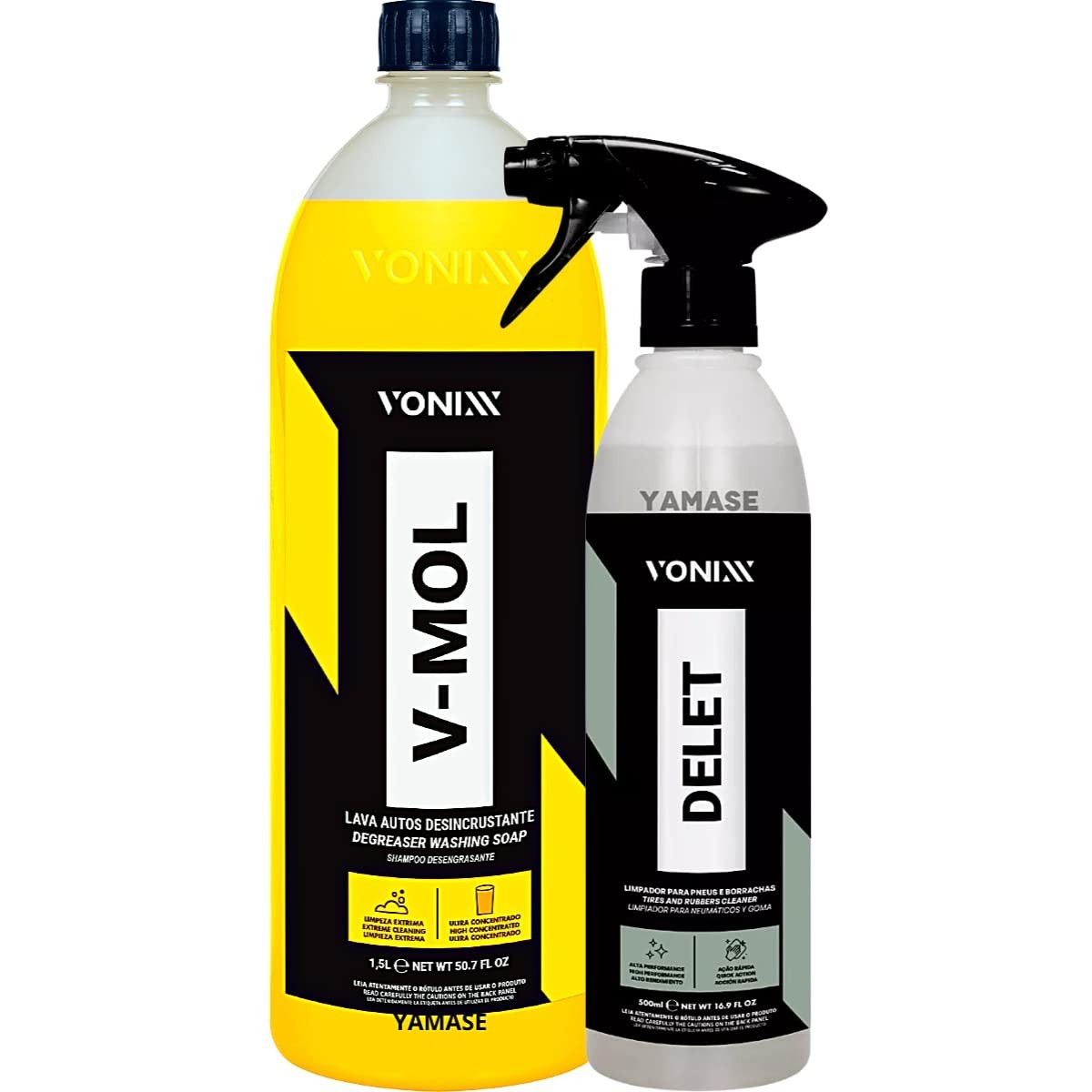 Shampoo Automotivo Desengraxante Neutro V-Mol 1,5L + Delet 500ml Vonixx: Limpeza Profunda para seu Carro!