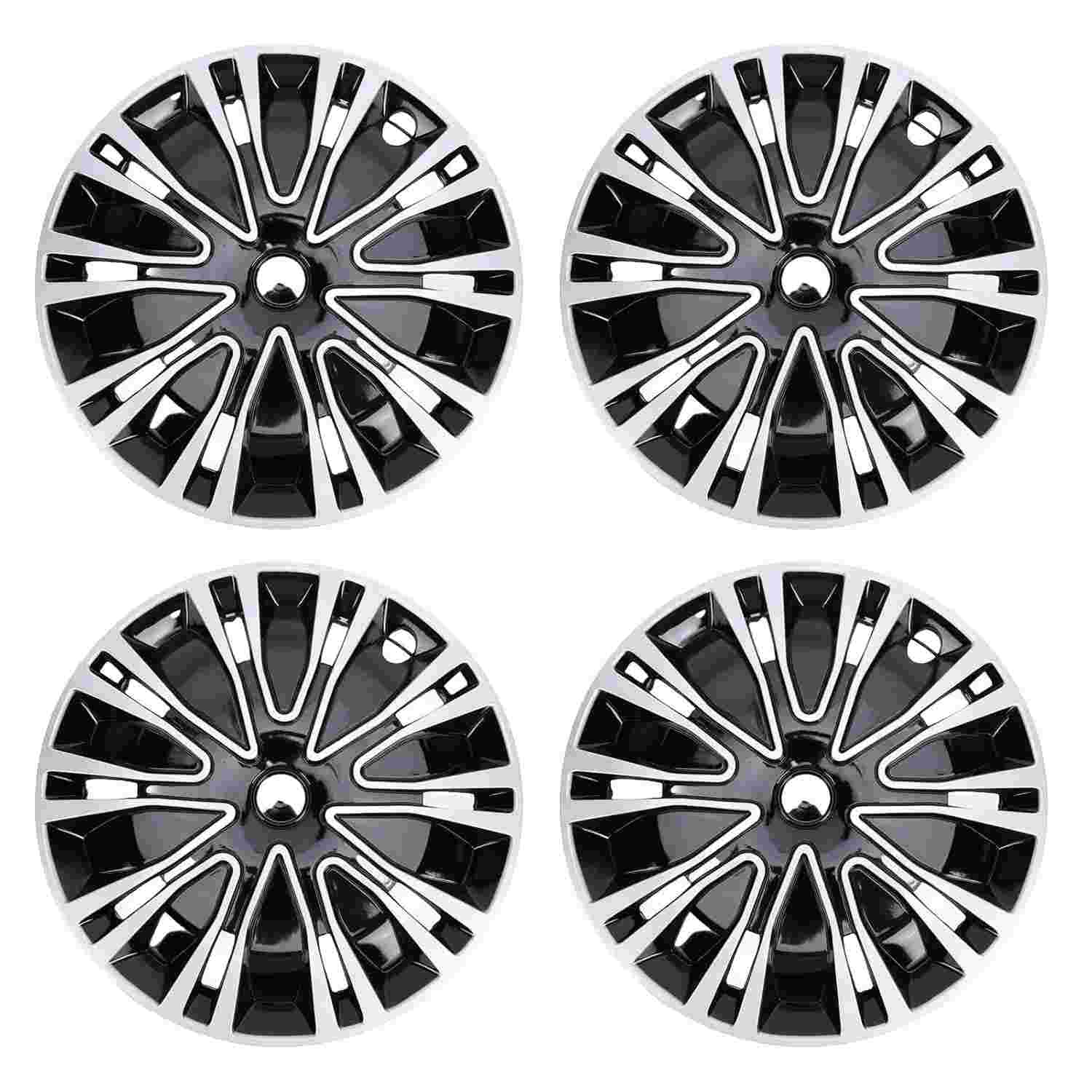 Kit 4 Calotas Aro 14" ABS Prata Preto Universal - Design Elegante e Proteção para seu Carro