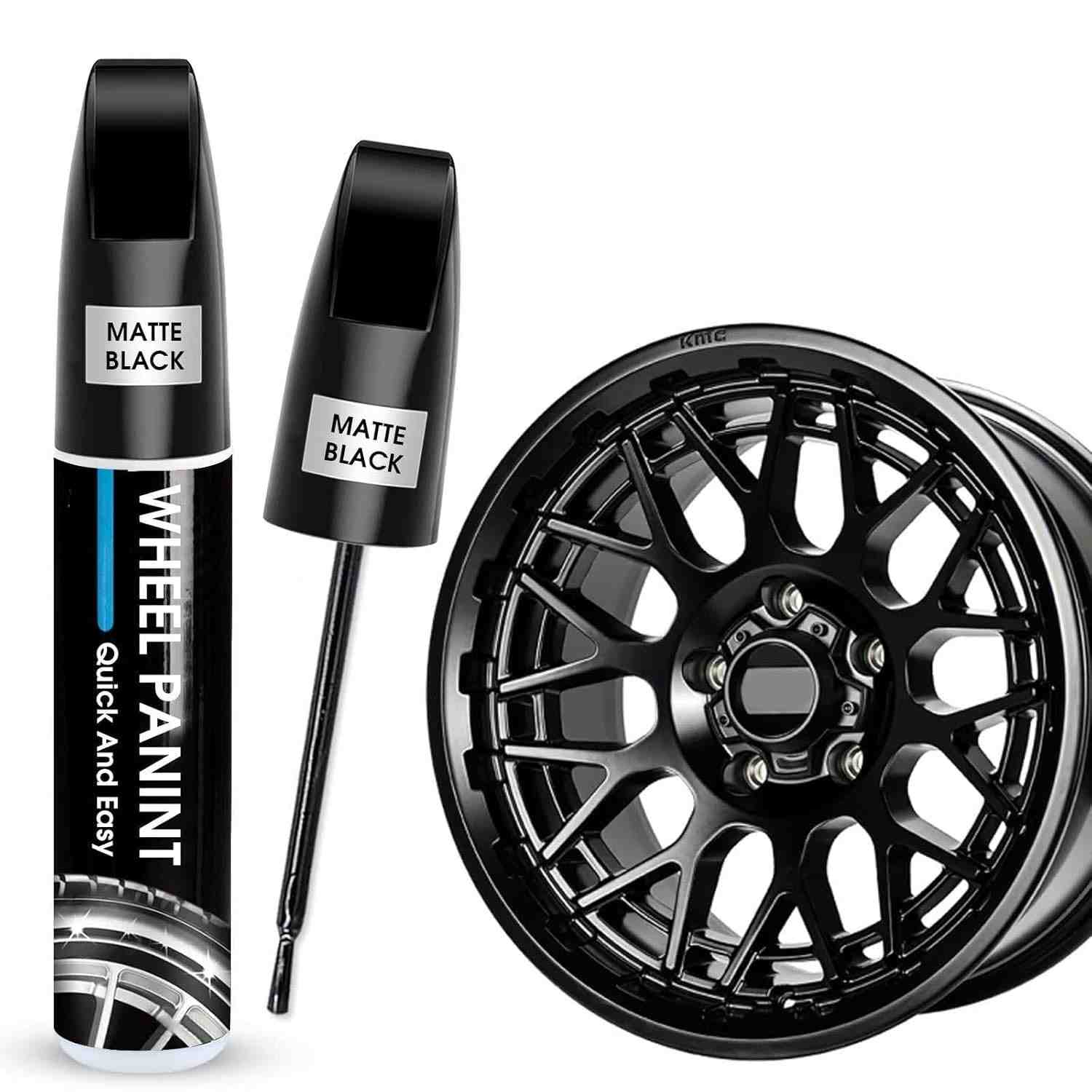 Kit de Reparo de Aros Pretos Foscos - Tinta de Retoque para Rodas de Carro