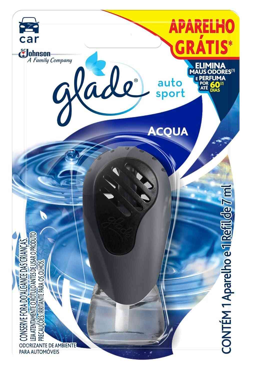 Glade Auto Sport Refil Acqua 7ml: Frescor Duradouro e Design Moderno para Seu Carro