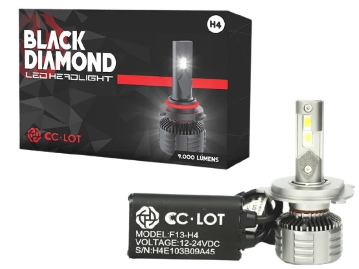 Kit Lâmpada Ultra LED Black Diamond F13-H1: Iluminação Potente 9000Lm 6000K para seu Carro