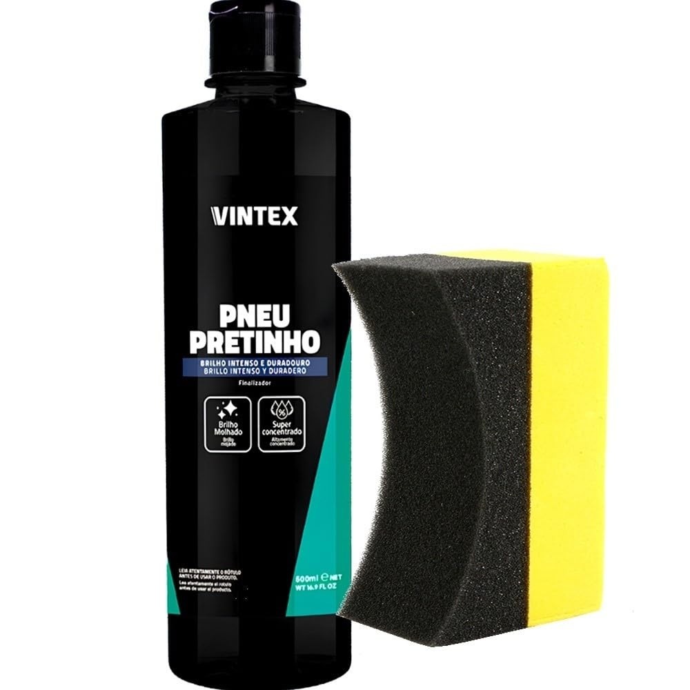 Kit Pneu Pretinho Vonixx Vintex 500ml + Aplicador: Brilho Intenso e Duradouro para Carro e Moto