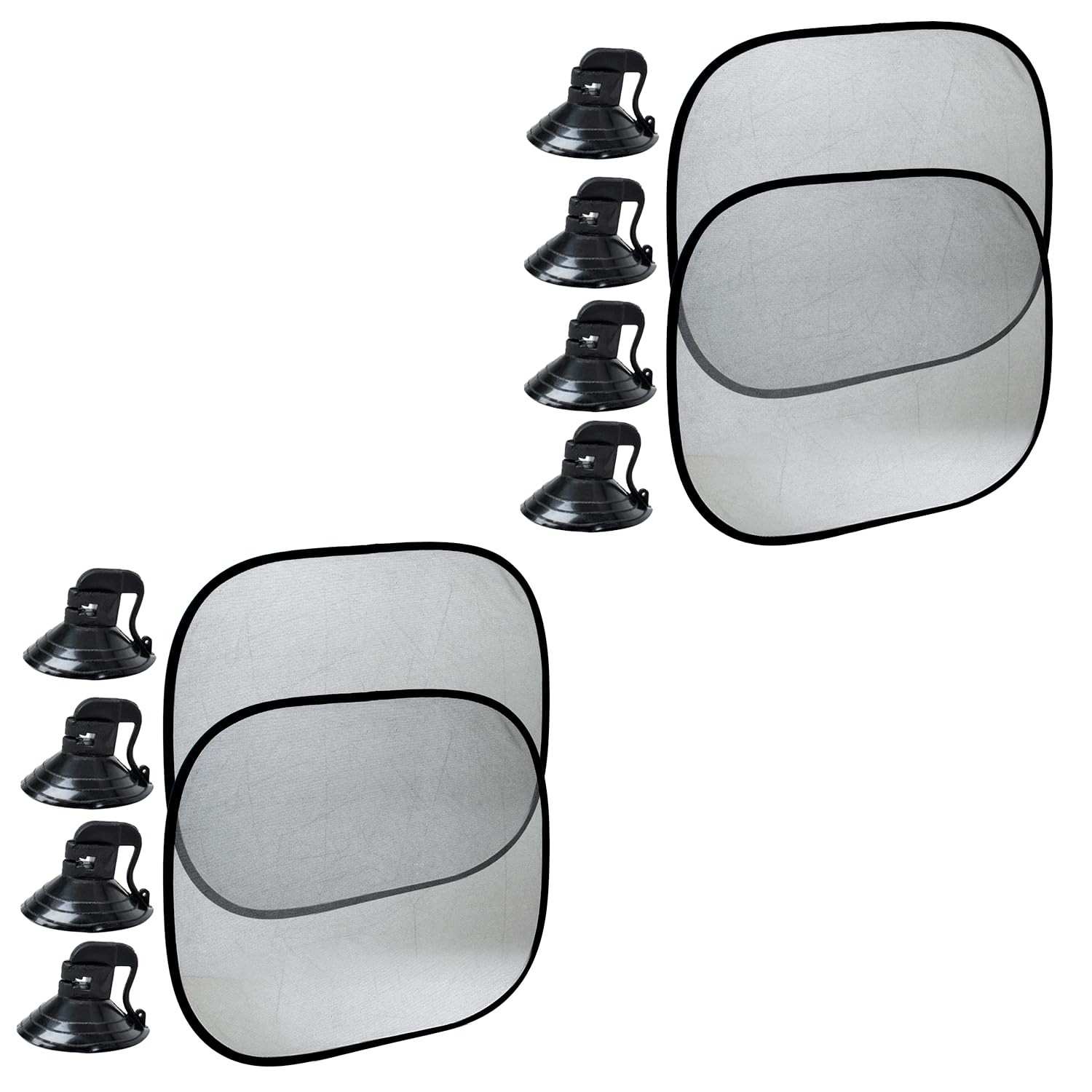 Kit 4 Protetores Solares para Carro com Ventosa - Proteção UV para Janelas Dianteiras, Traseiras e Laterais