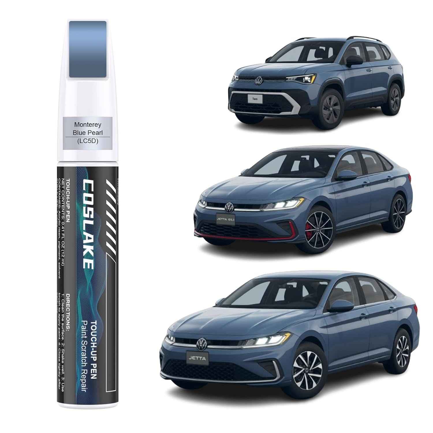 Tinta de Retoque para Carro Monterey Blue Pearl (LC5D) - Kit Volkswagen com Caneta Removedora de Arranhões 2 em 1