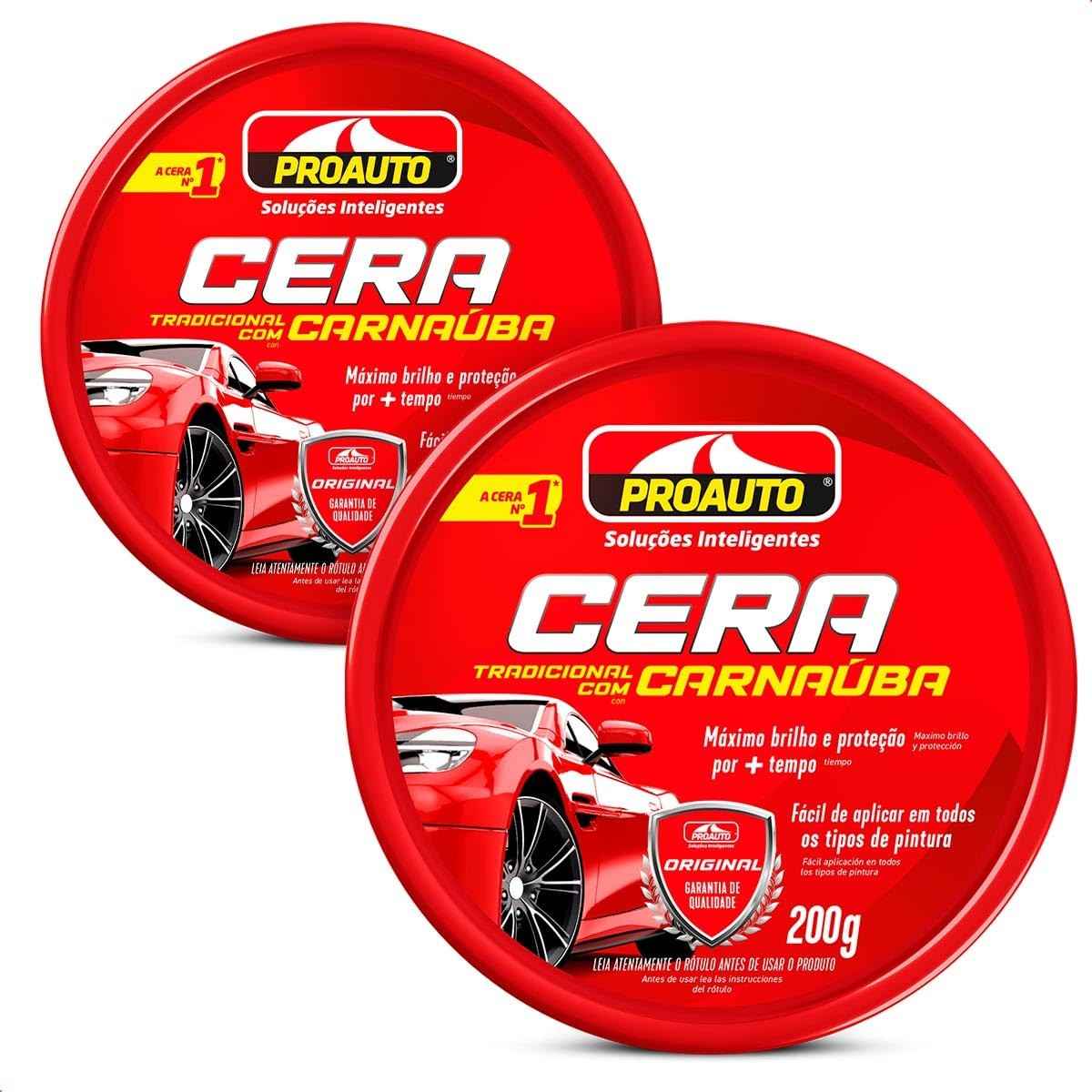 KIT 2 Ceras Pasta Automotiva com Carnaúba 200g - Brilho e Proteção Profunda para seu Carro
