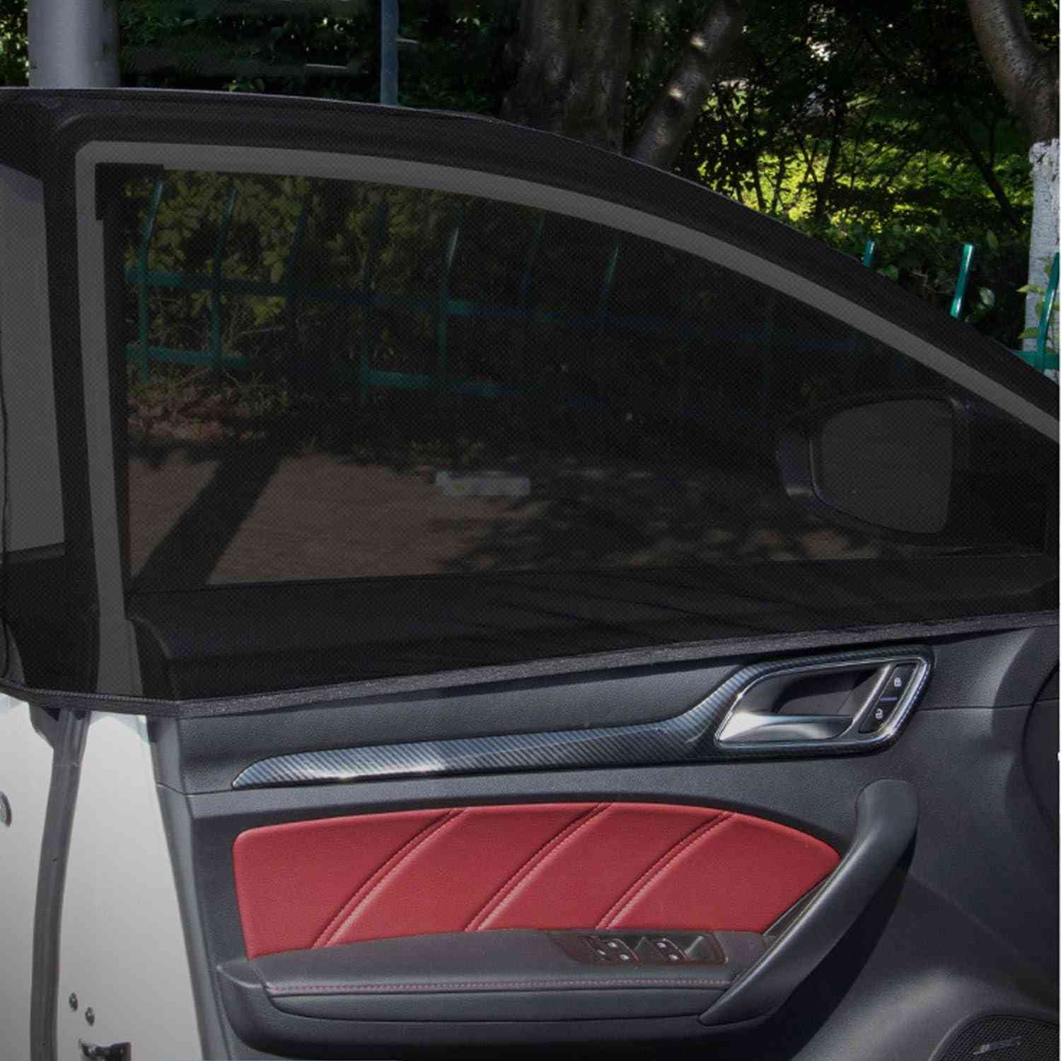 Kit 2 Peças Cortina Retrátil Para-Sol Universal Carro - Proteção Solar e Anti-Mosquito